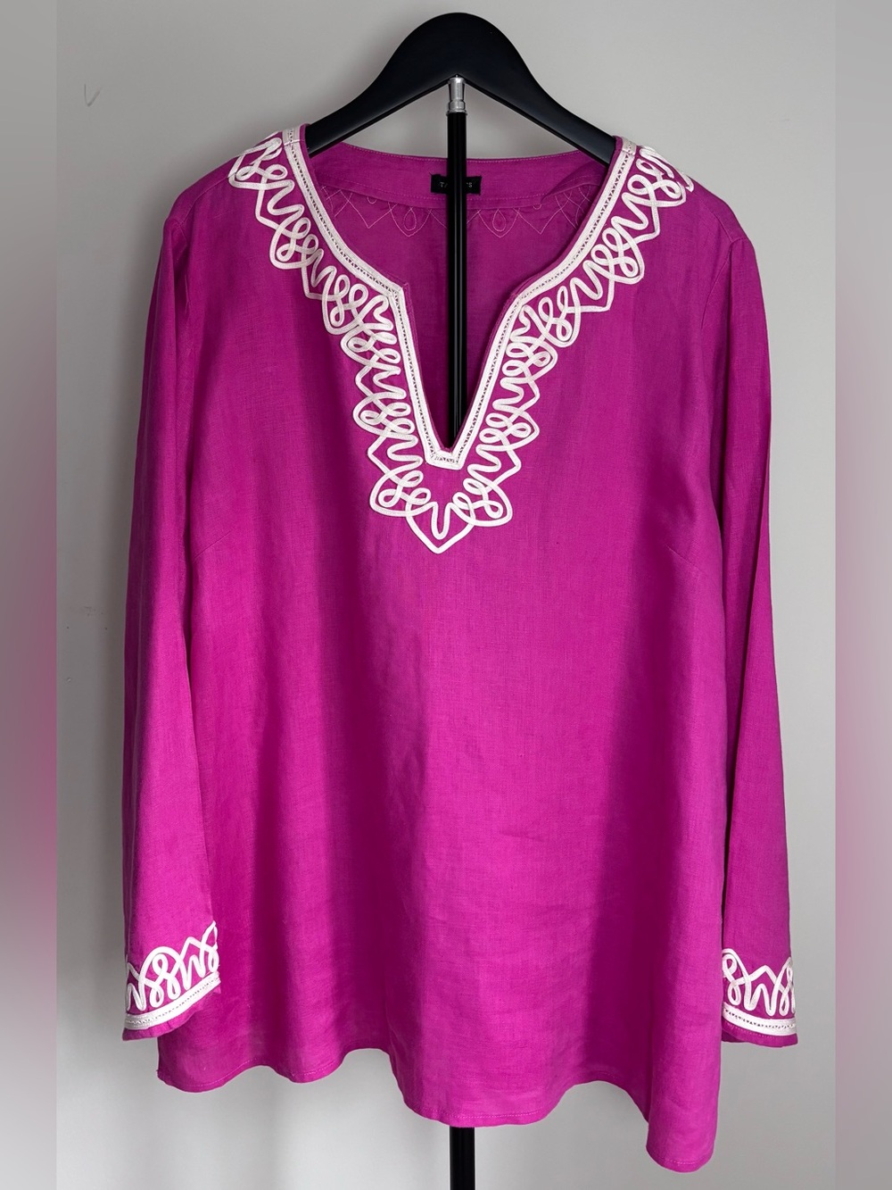 Talbots Linen  Embroidered V-Neck Tunic | XL | Resort | Preppy | Classic